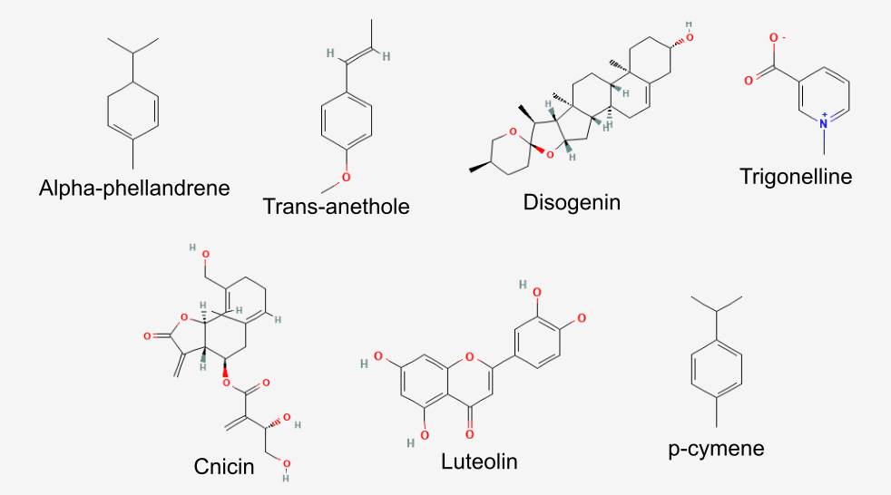 Figure 3. 2D structures of Mother’s Milk Herbal components.