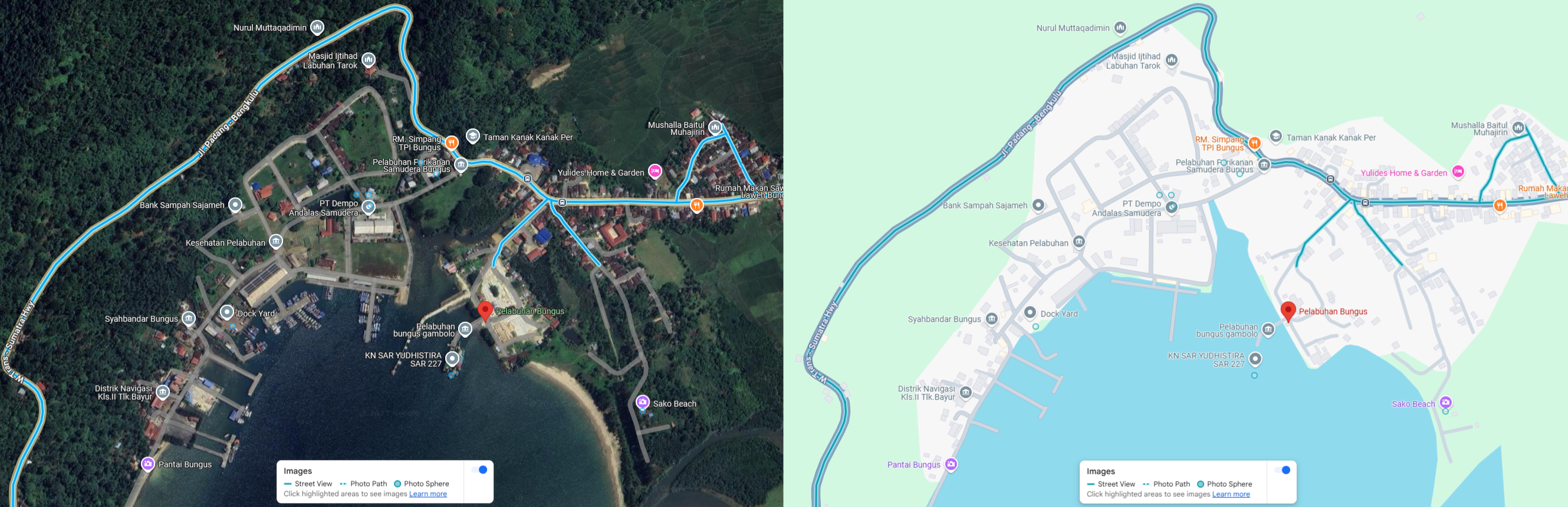 Figure 2. Location of samudera bungus fishing port (coordinates: -1.03018, 100.39942).