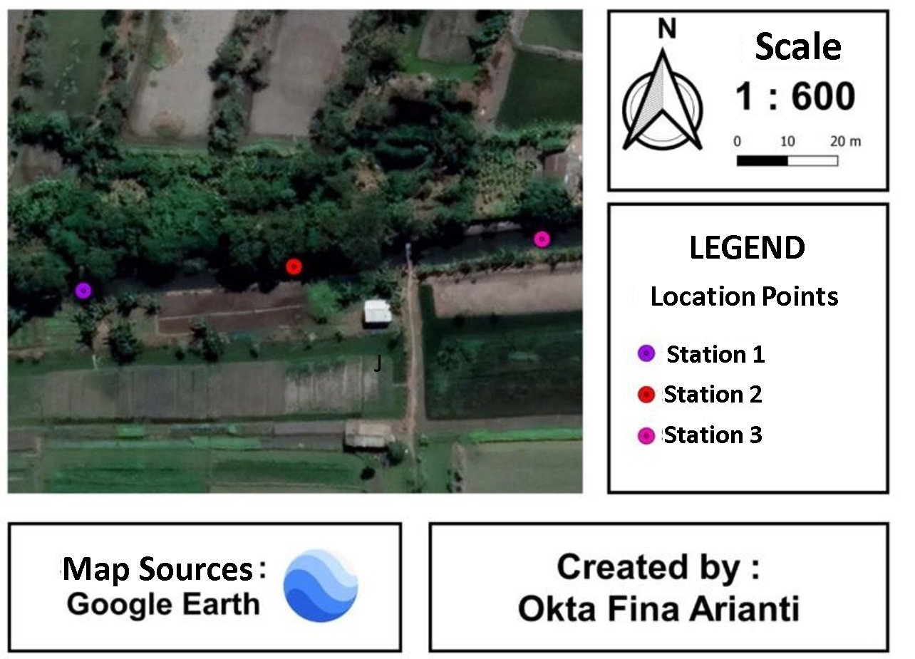 Figure 1. Research area location map, Pura Segara Kenjeran River, Surabaya.